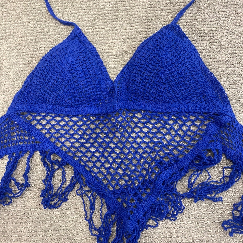 Blue crotchet top